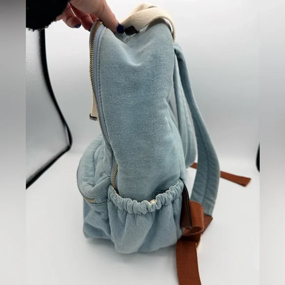Chloé Denim Blue Backpack with Logo Straps - Picture 4 of 12